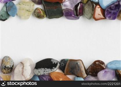 top view colorful small stone collection