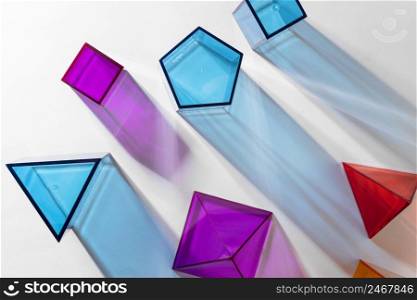 top view colorful translucent geometric shapes 2