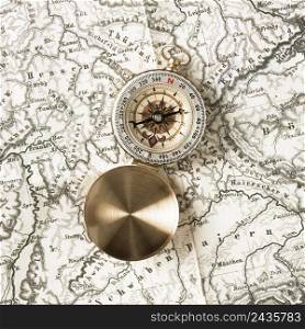 top view compass top world map