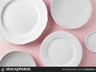 top view composition beautiful tableware table