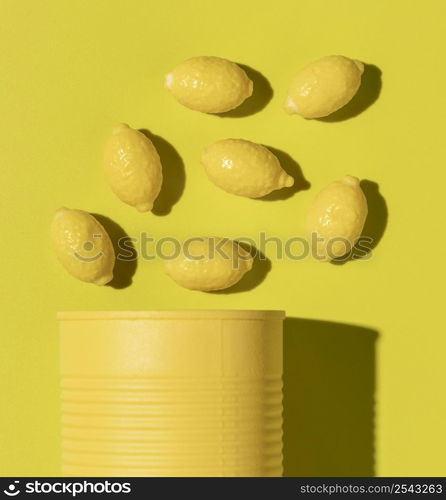 top view composition delicious sweet lemon candies 2