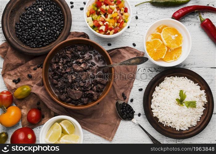 top view composition with delicious brazilian food. High resolution photo. top view composition with delicious brazilian food. High quality photo