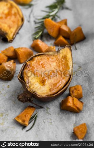 top view cooked sweet potato