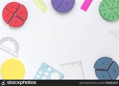top view copy space rubbers rulers. Resolution and high quality beautiful photo. top view copy space rubbers rulers. High quality beautiful photo concept