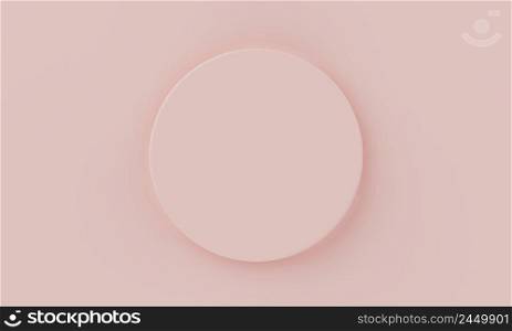 Top view coral pink minimal circular product podium background. Abstract and object concept. 3D illustration rendering