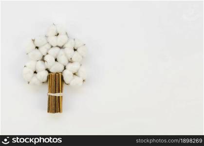 top view cotton flowers bouquet with copy space. Resolution and high quality beautiful photo. top view cotton flowers bouquet with copy space. High quality beautiful photo concept
