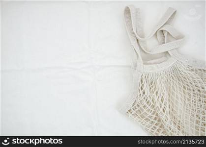 top view cotton net bag white background