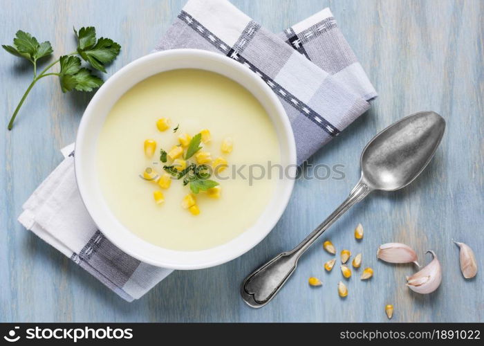 top view cream soup bowl arrangement. Resolution and high quality beautiful photo. top view cream soup bowl arrangement. High quality and resolution beautiful photo concept