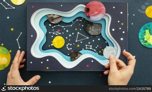 top view creative paper planets assortment 10