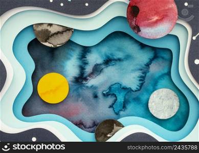 top view creative paper planets assortment 4