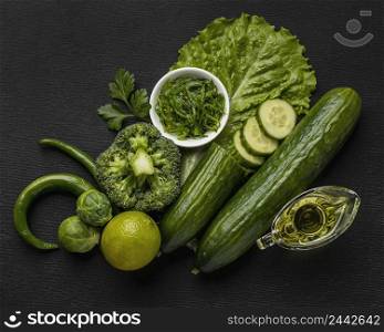 top view cucumbers with broccoli