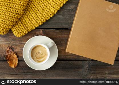 top view cup coffee wooden table. Resolution and high quality beautiful photo. top view cup coffee wooden table. High quality and resolution beautiful photo concept