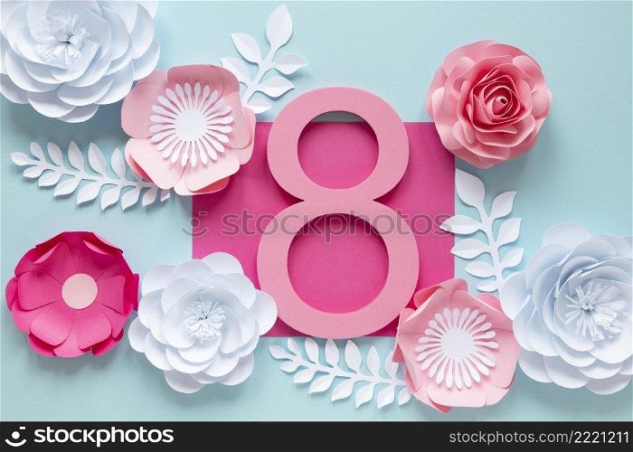top view date with flowers women s day