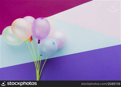top view decoration with balloons colorful background