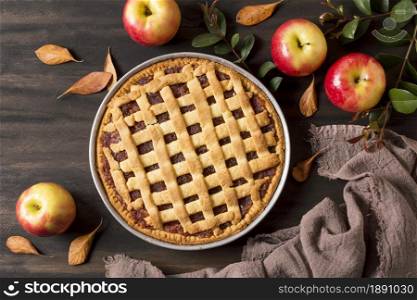 top view delicious apple pie. Resolution and high quality beautiful photo. top view delicious apple pie. High quality and resolution beautiful photo concept