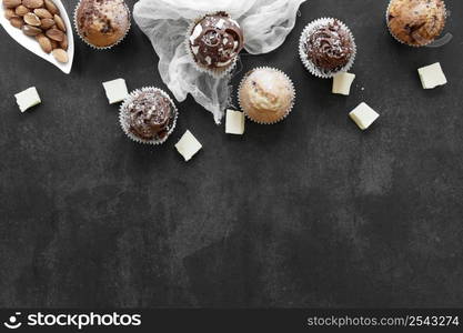 top view delicious chocolate cupcakes 3