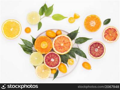 top view delicious collection fruits