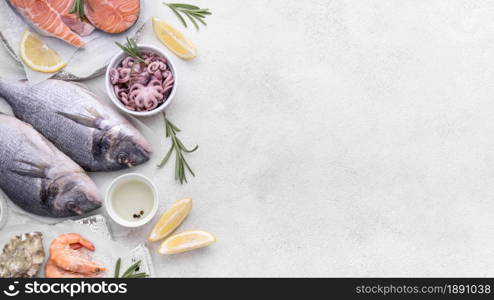 top view delicious exotic seafood dish. Resolution and high quality beautiful photo. top view delicious exotic seafood dish. High quality and resolution beautiful photo concept