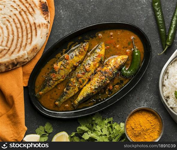 top view delicious fish meal. Resolution and high quality beautiful photo. top view delicious fish meal. High quality and resolution beautiful photo concept