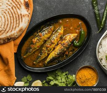 top view delicious fish meal. Resolution and high quality beautiful photo. top view delicious fish meal. High quality and resolution beautiful photo concept