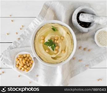 top view delicious humus concept. Resolution and high quality beautiful photo. top view delicious humus concept. High quality and resolution beautiful photo concept