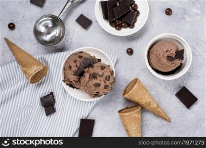 top view delicious ice creams table. High resolution photo. top view delicious ice creams table. High quality photo