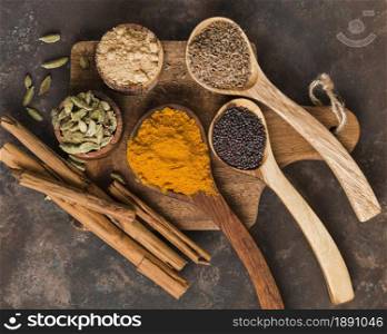 top view delicious indian spices. Resolution and high quality beautiful photo. top view delicious indian spices. High quality and resolution beautiful photo concept
