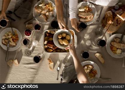 top view delicious thanksgiving meal. Resolution and high quality beautiful photo. top view delicious thanksgiving meal. High quality beautiful photo concept