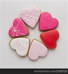 top view delicious valentine s day cookies