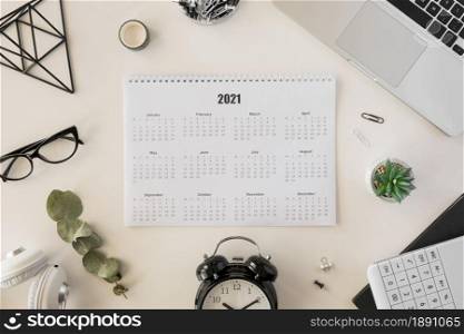 top view desk 2021 calendar. Resolution and high quality beautiful photo. top view desk 2021 calendar. High quality and resolution beautiful photo concept
