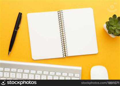 top view desk concept with notebook. Resolution and high quality beautiful photo. top view desk concept with notebook. High quality and resolution beautiful photo concept
