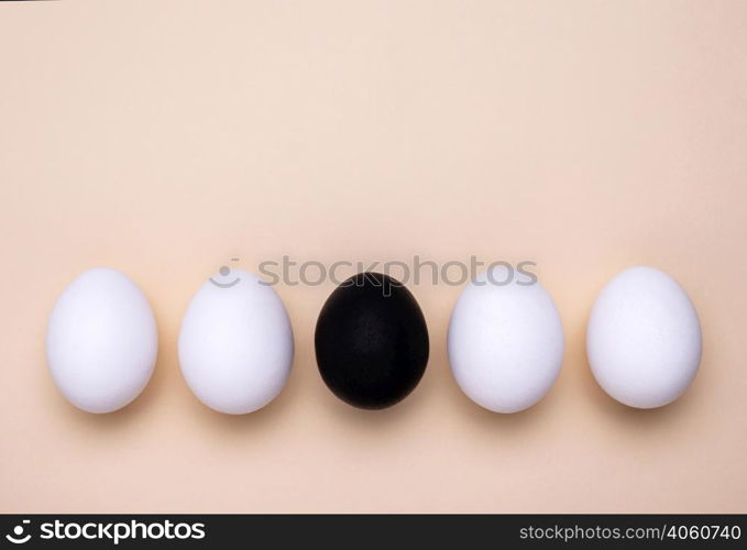 top view different colored eggs black lives matter movement with copy space