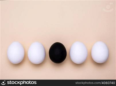 top view different colored eggs black lives matter movement with copy space