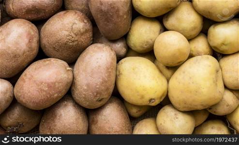 top view different kinds potatoes. High resolution photo. top view different kinds potatoes. High quality photo