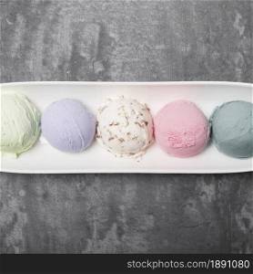 top view different types ice cream. Resolution and high quality beautiful photo. top view different types ice cream. High quality and resolution beautiful photo concept