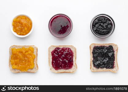 top view different types jam. Resolution and high quality beautiful photo. top view different types jam. High quality and resolution beautiful photo concept