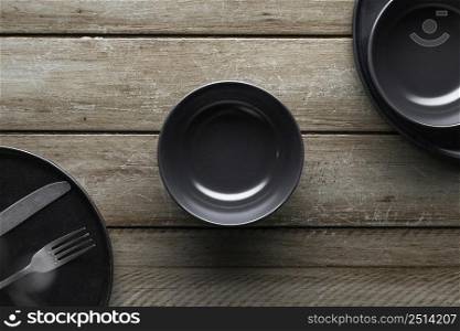 top view dishware with bowls