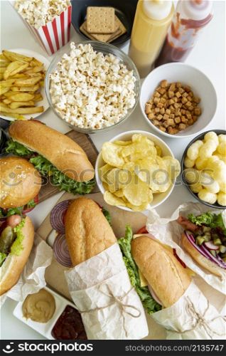 top view fast food table
