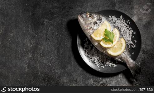top view fish plate. High resolution photo. top view fish plate. High quality photo