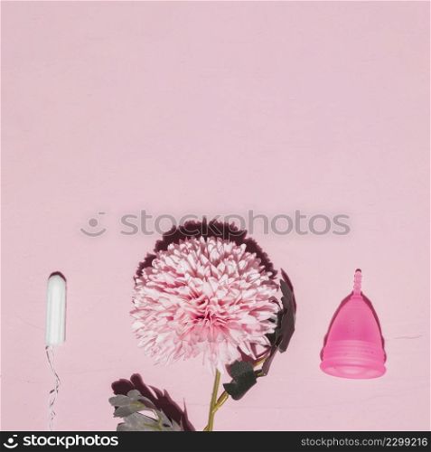 top view flower with tampon menstrual cup