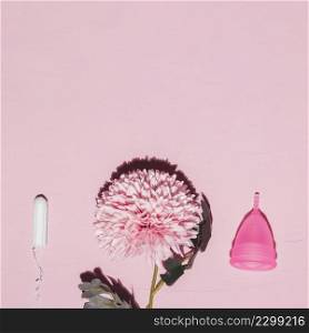 top view flower with tampon menstrual cup