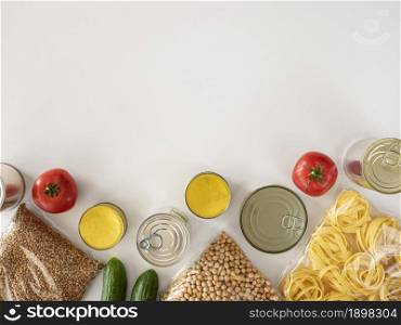 top view food donation with copy space2. Resolution and high quality beautiful photo. top view food donation with copy space2. High quality beautiful photo concept