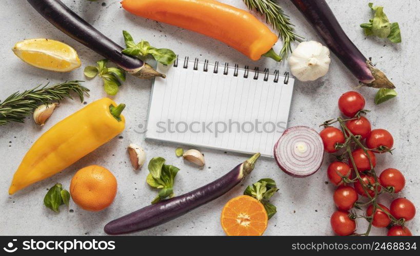 top view food ingredients with fresh vegetables 2