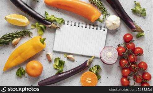 top view food ingredients with fresh vegetables 2