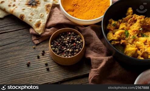 top view food wooden background