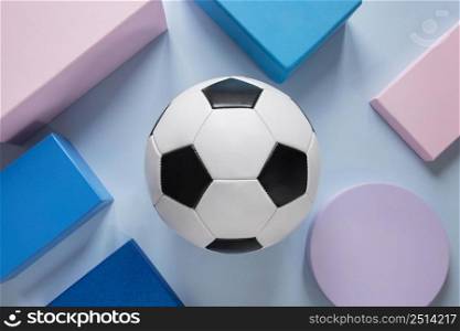 top view footballs with paper shapes