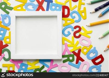 top view frame letters arrangement