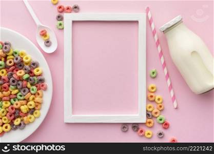 top view frame with colorful cereal