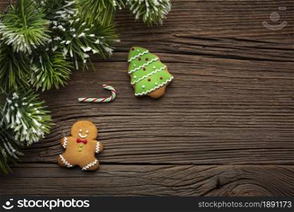 top view gingerbread man with copy space. Resolution and high quality beautiful photo. top view gingerbread man with copy space. High quality and resolution beautiful photo concept