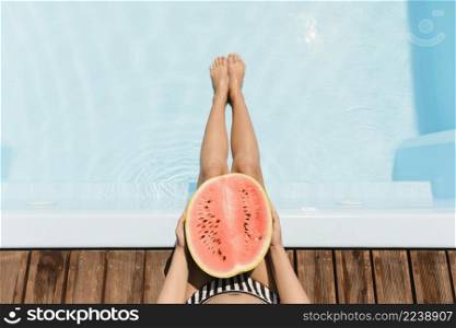 top view half watermelon pool
